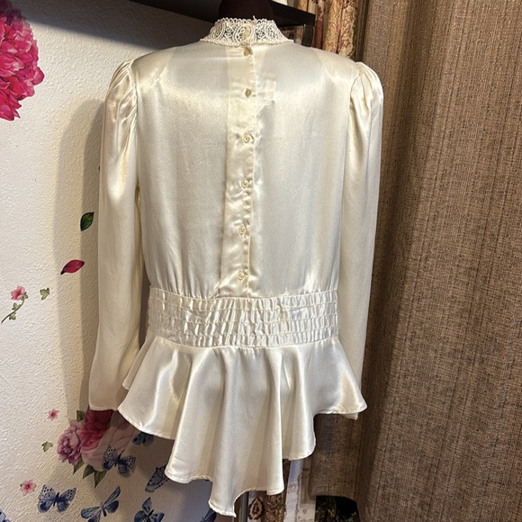 Vintage 1970/1980’s Gunne Sport By Jessica McClintock cream/ lace blouse. Size 9 - Picture 5 of 17